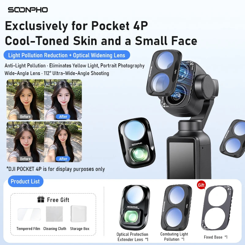 Soonpho Magnetic Filter Set DJI Pocket 4P Filter Set with Base CPL 1/4 Black Mist Lens Filter Set Sports Camera Accessories