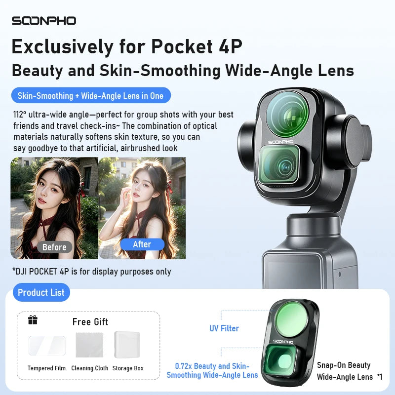 Soonpho Magnetic Filter Set DJI Pocket 4P Filter Set with Base CPL 1/4 Black Mist Lens Filter Set Sports Camera Accessories