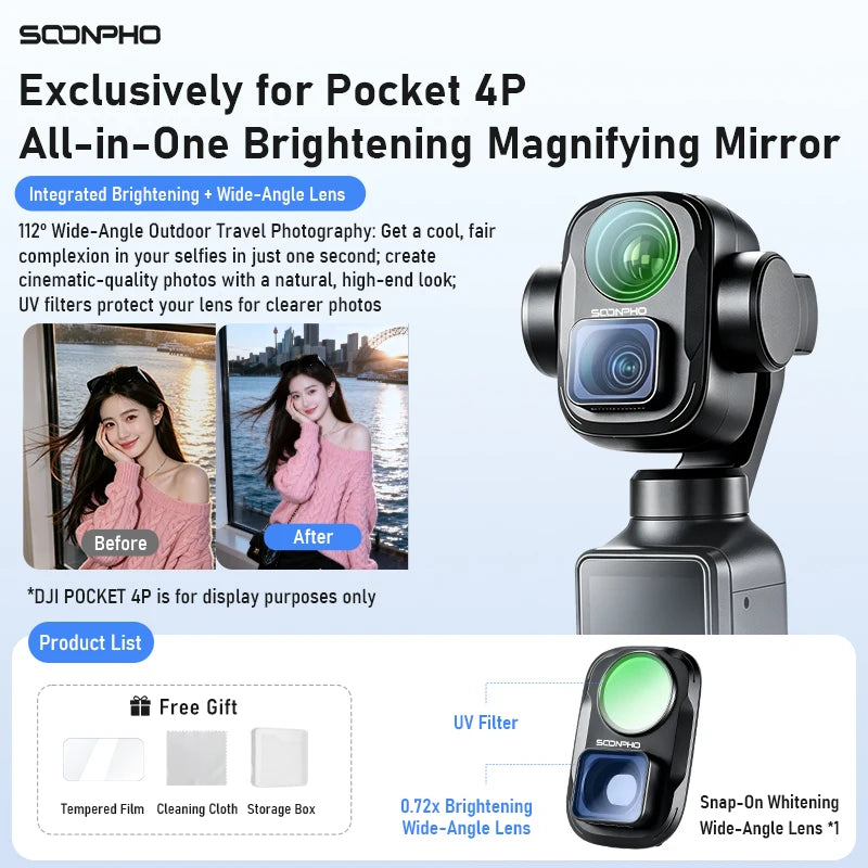 Soonpho Magnetic Filter Set DJI Pocket 4P Filter Set with Base CPL 1/4 Black Mist Lens Filter Set Sports Camera Accessories