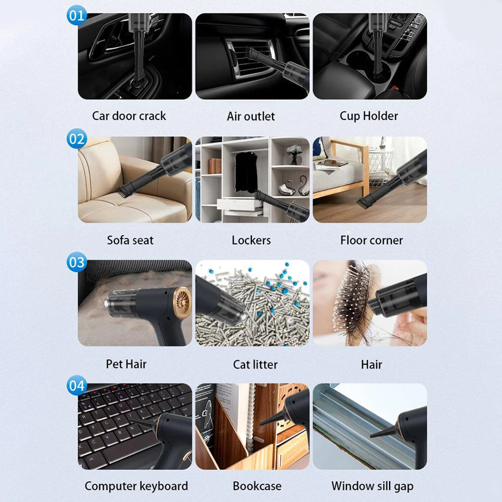 Portable Wireless Car Vacuum Cleaner | 98000PA Strong Suction